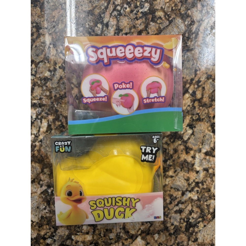 RMS Crazy Fun JUMBO Squishy Duck & Squeezy Sunny Days Peach Fidget Squeeze